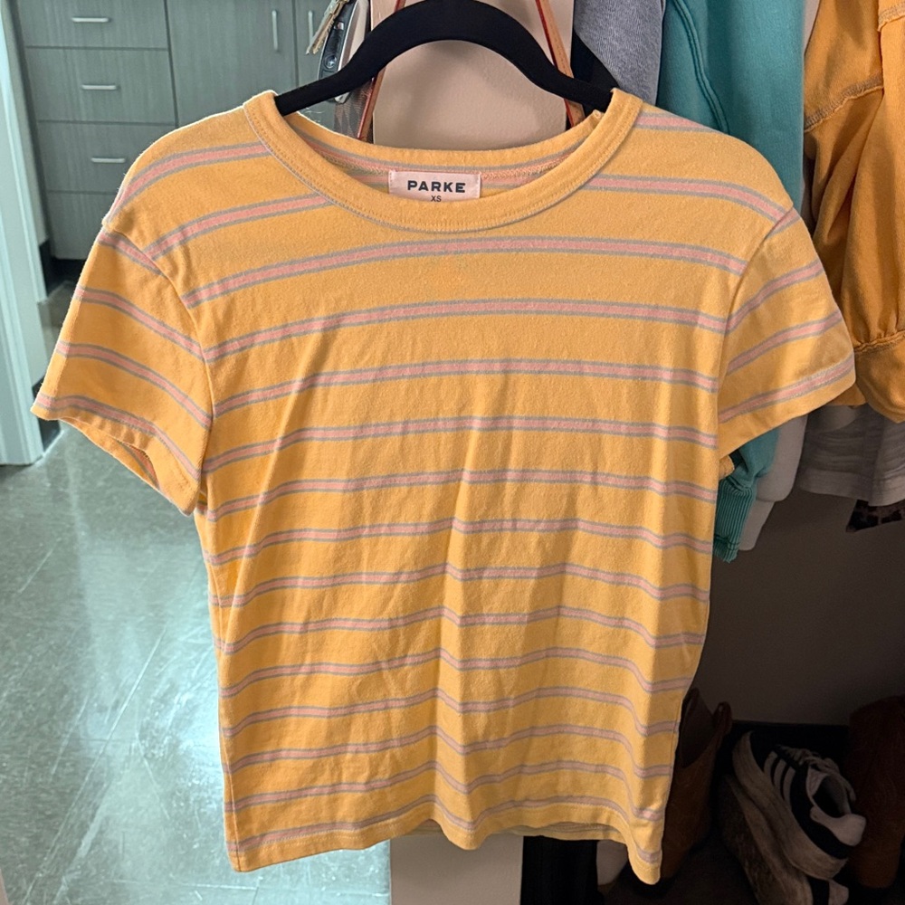 Parker Yellow and Blue Striped Top